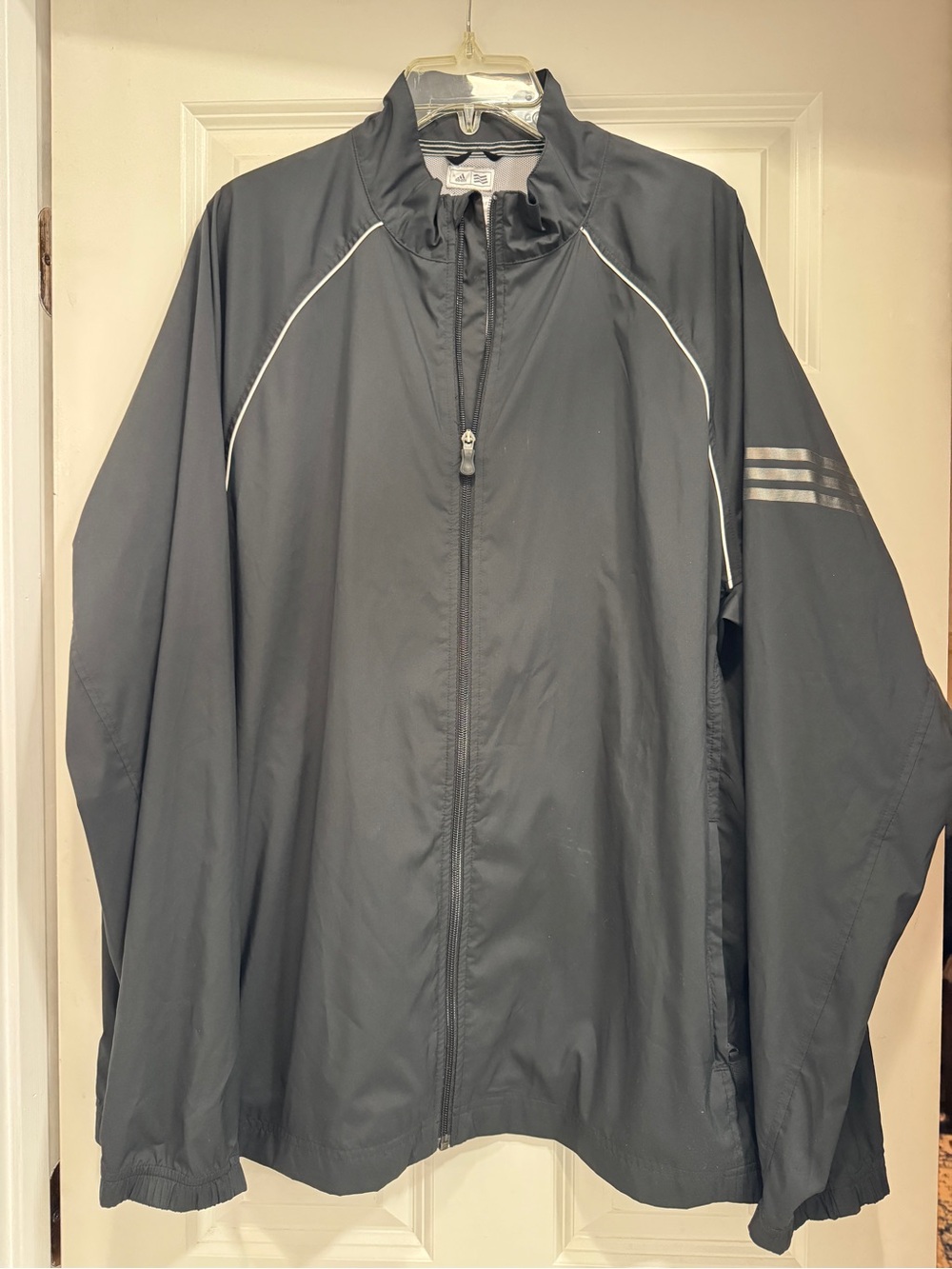 adidas Black Men's Lightweight Windbreaker with Reflective Trim; size XL